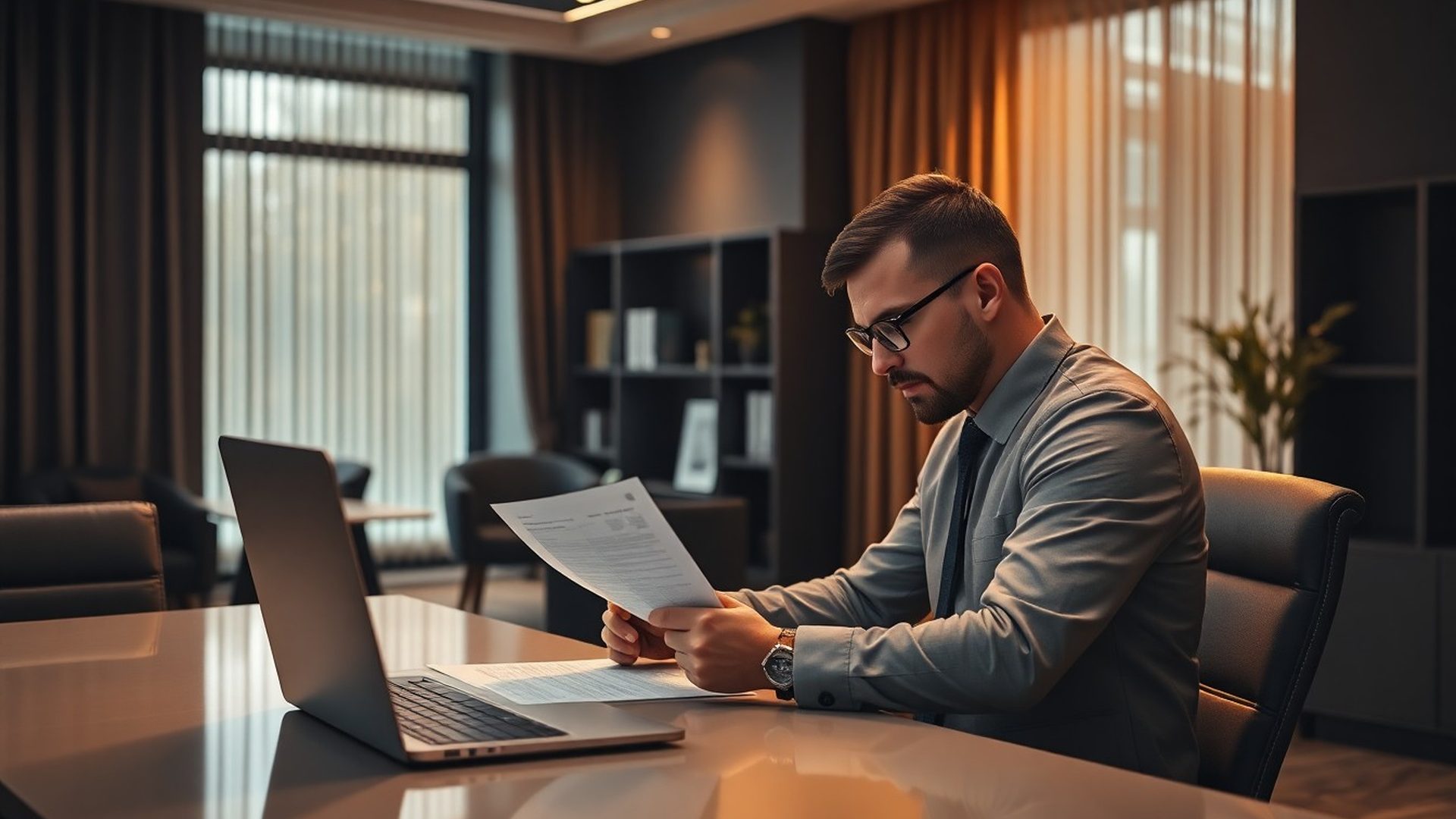Consultant fiscal Studio Constantin analizând documente într-un birou din Galați